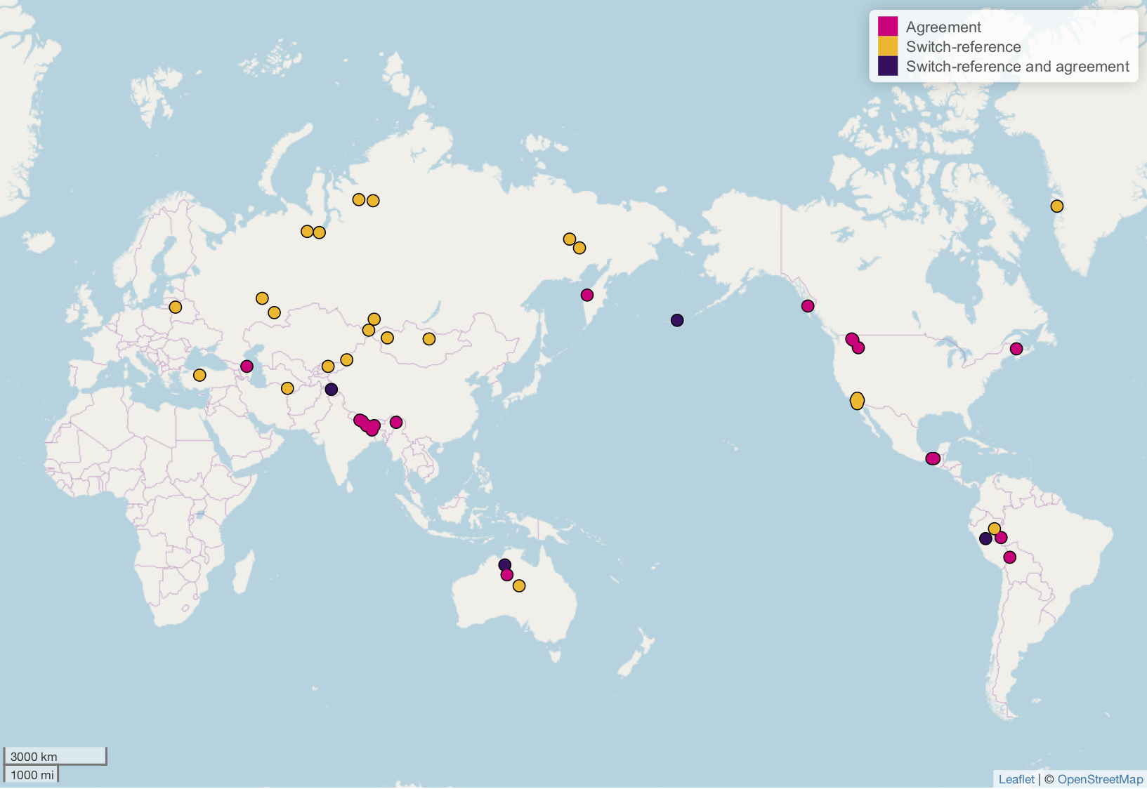 Crosslinguistic distribution of PIPs